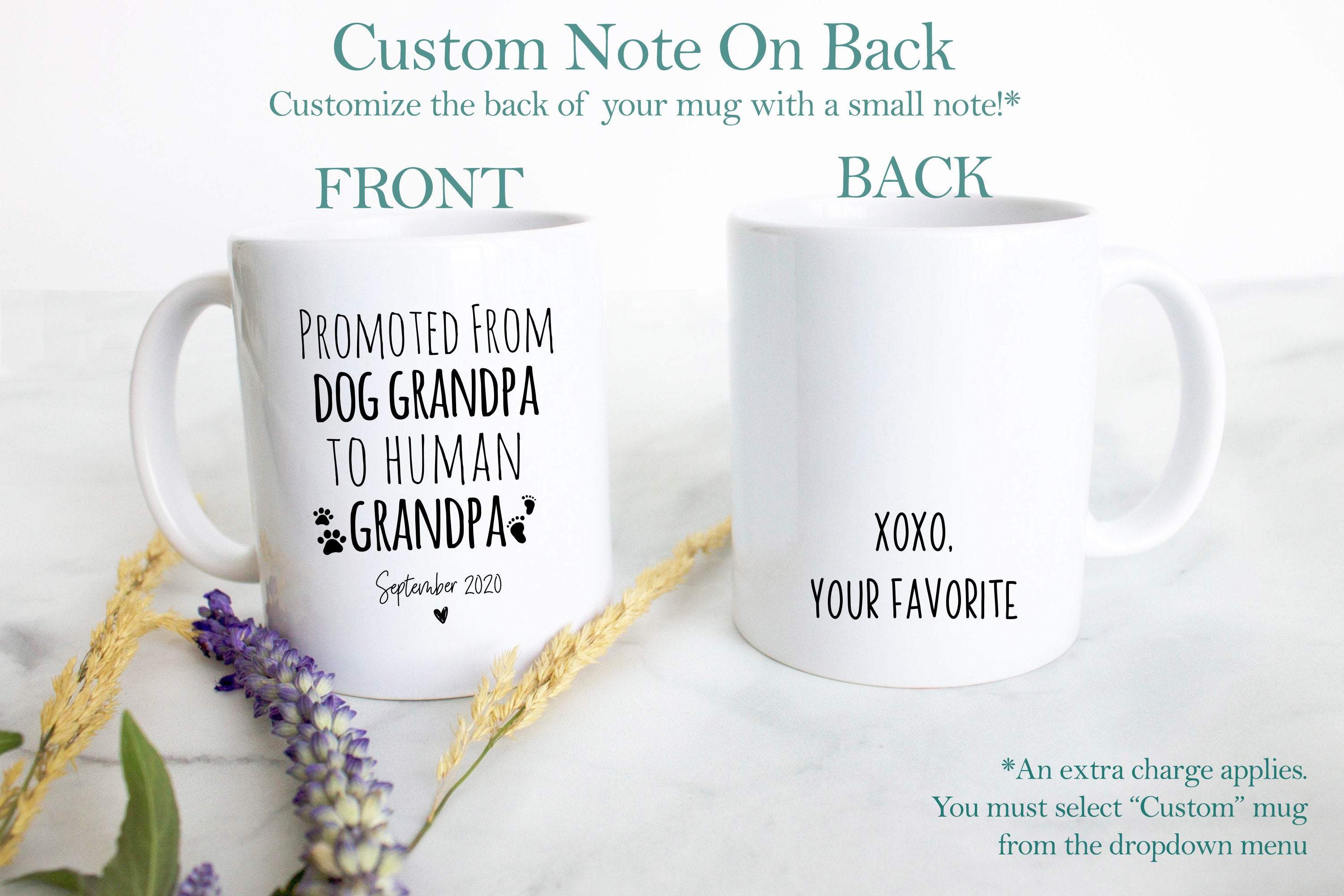 Promoted From Dog Grandma and Grandpa To Human Grandma and Grandpa Individual or Mug Set - White Ceramic Mug - Inkpot