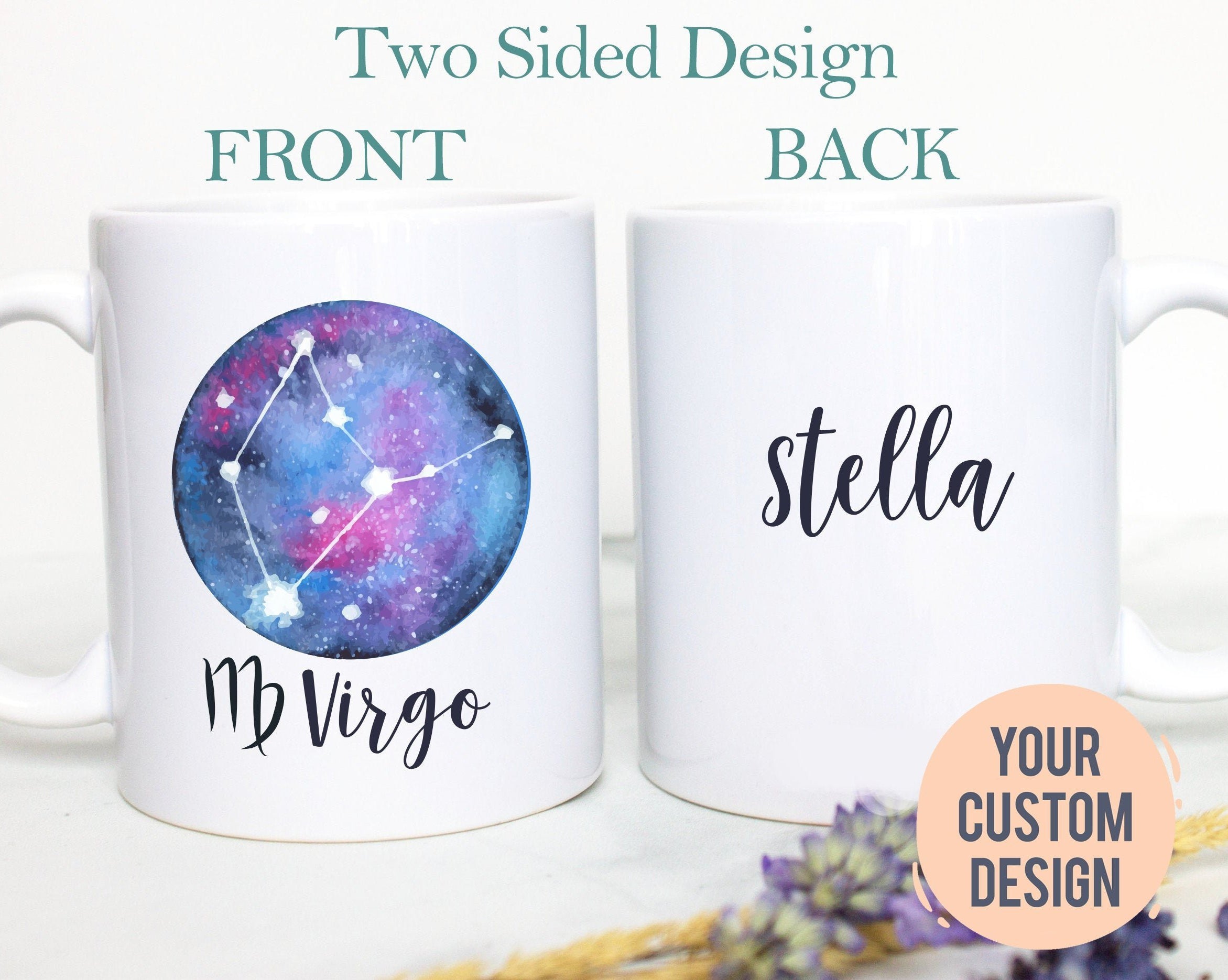 Virgo Mug, Personalized Name Zodiac Mug, Gift for Her, Custom Name Mug, Virgo Gift, Virgo Coffee Mug, Zodiac Gift, Constellation Gift Virgo