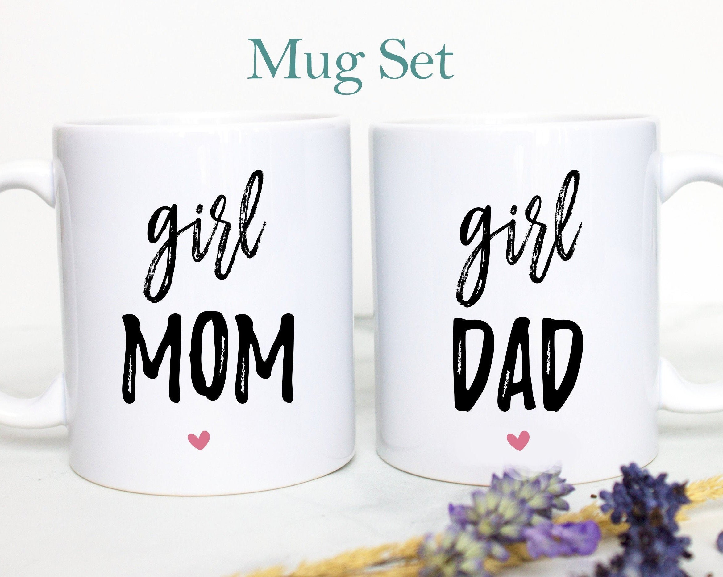 Girl Mom Girl Dad Individual OR Mug Set Announcement Dad To Be Gift, New Dad Baby Announcement First Time Parents, New Parents Gift, New Mom