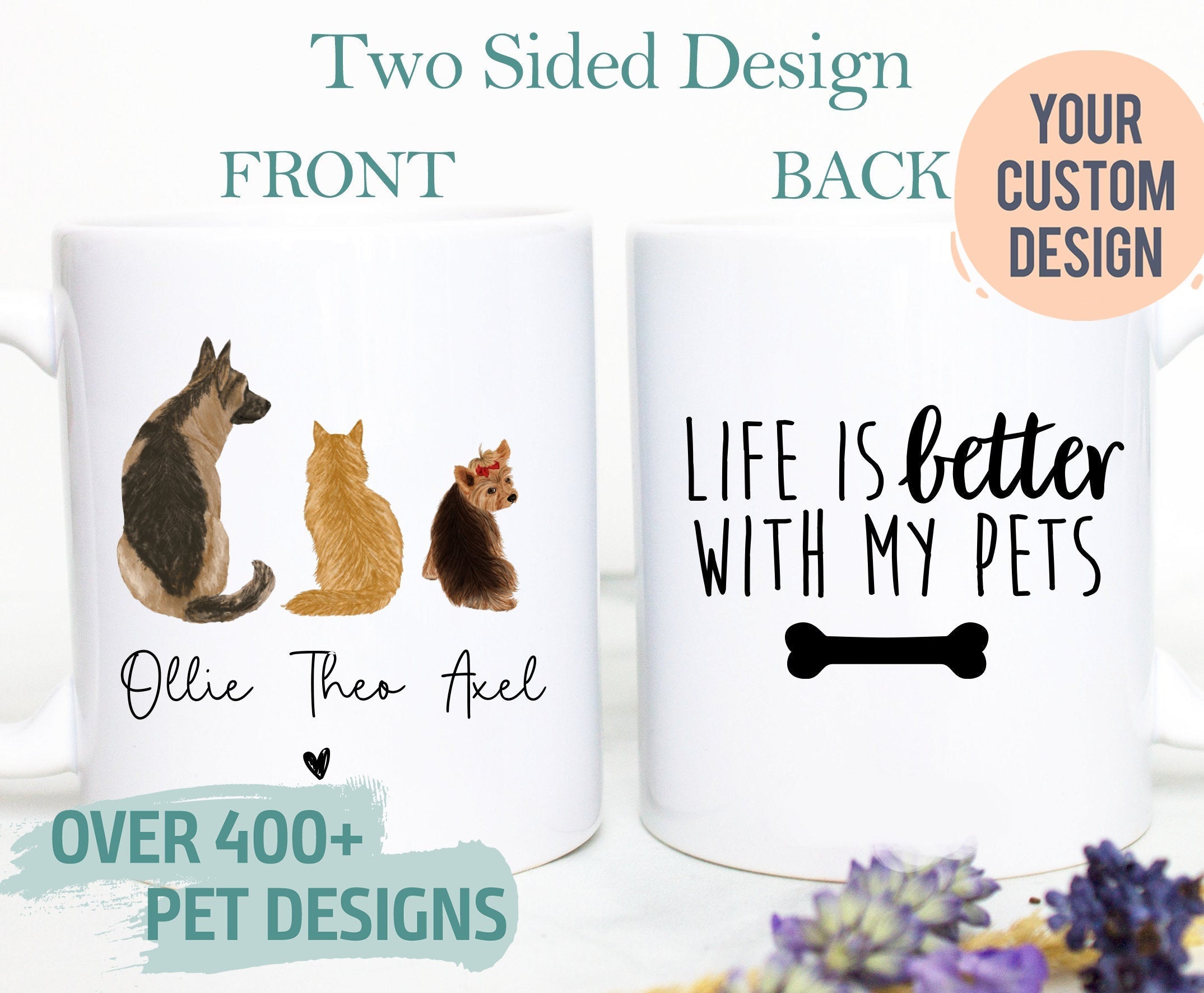 Custom Pet Portrait Mug, Cat Mom,Dog Dad Gift, Dog Owner, Best Dog Owner,Mother's Day Gift, Father's Day, Christmas Gift, Dog Mom, Pet Lover