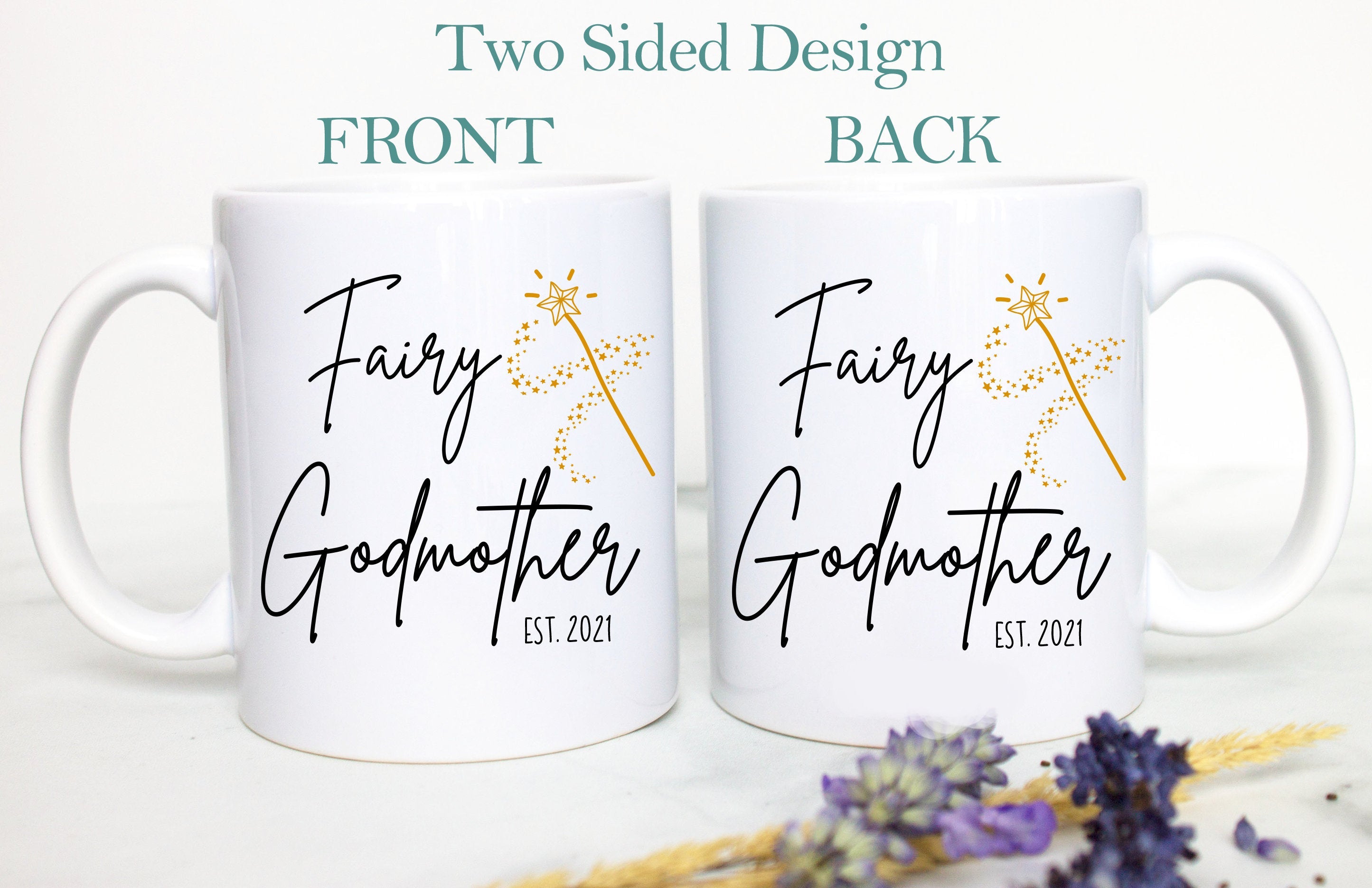 Fairy Godmother EST Personalized Mug, New Godmother Gift, Baptism Gift, Custom Godparent Gift, Godmother Proposal, Will You Be My Godmother