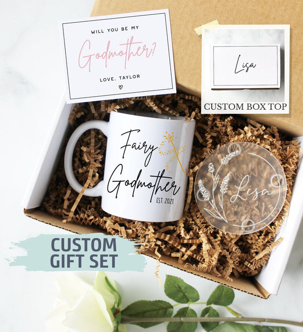 Personalized Godmother Gift Box | New Godmother Gift, Baptism Gift, Fairy Godmother, Godmother Proposal, Will You Be My Godmother, Godparent