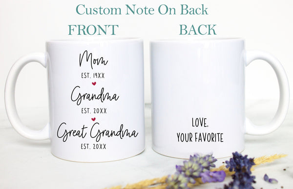 Promoted to Great Grandpa & Grandma Individual OR Mugset, Mom Grandma Great Grandma est, Dad Grandpa est, Baby Announcement,New Grandparents