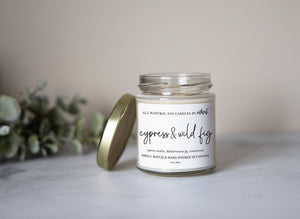 Cypress and Wild Fig Soy Candle | 5oz. Handmade Soy Wax Candle, Hand Poured Candle, Birthday Gift, Housewarming Gift, Home Decor