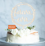 Foreva Eva Wedding Cake Topper | Personalized Cake Topper, Love Wood Acrylic Topper, Anniversary Custom Topper, Engagement Topper Decor