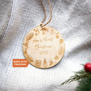 Custom Baby's First Christmas Ornament | New Mom Gift, Baby's First Holiday Gift, New Baby Keepsake, Birth Stat Ornament, Newborn Christmas