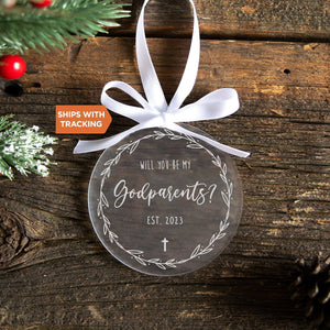 Personalized Godparent Ornament | Will You Be My Godmother Godfather Godparent, Baptism Ornament, Godparent Thank You Gift, Christening Gift