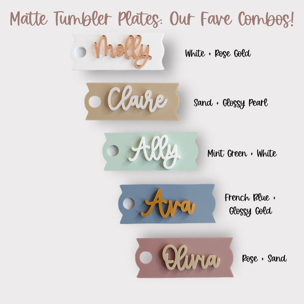 Personalized Tumbler Name Plate Quencher H2.0 | Custom Tumbler Name Tag 20oz, 30oz, 40oz, Name Tag for Tumbler Lid, Tumbler Cup Rose Gold