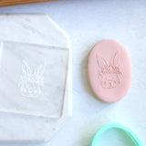 Easter Bunny Face Pattern Acrylic Fondant Embosser With Cutter | Cookie Stamp,Easter Fondant Embosser,Cookie Cutter, Easter Bunny Pattern