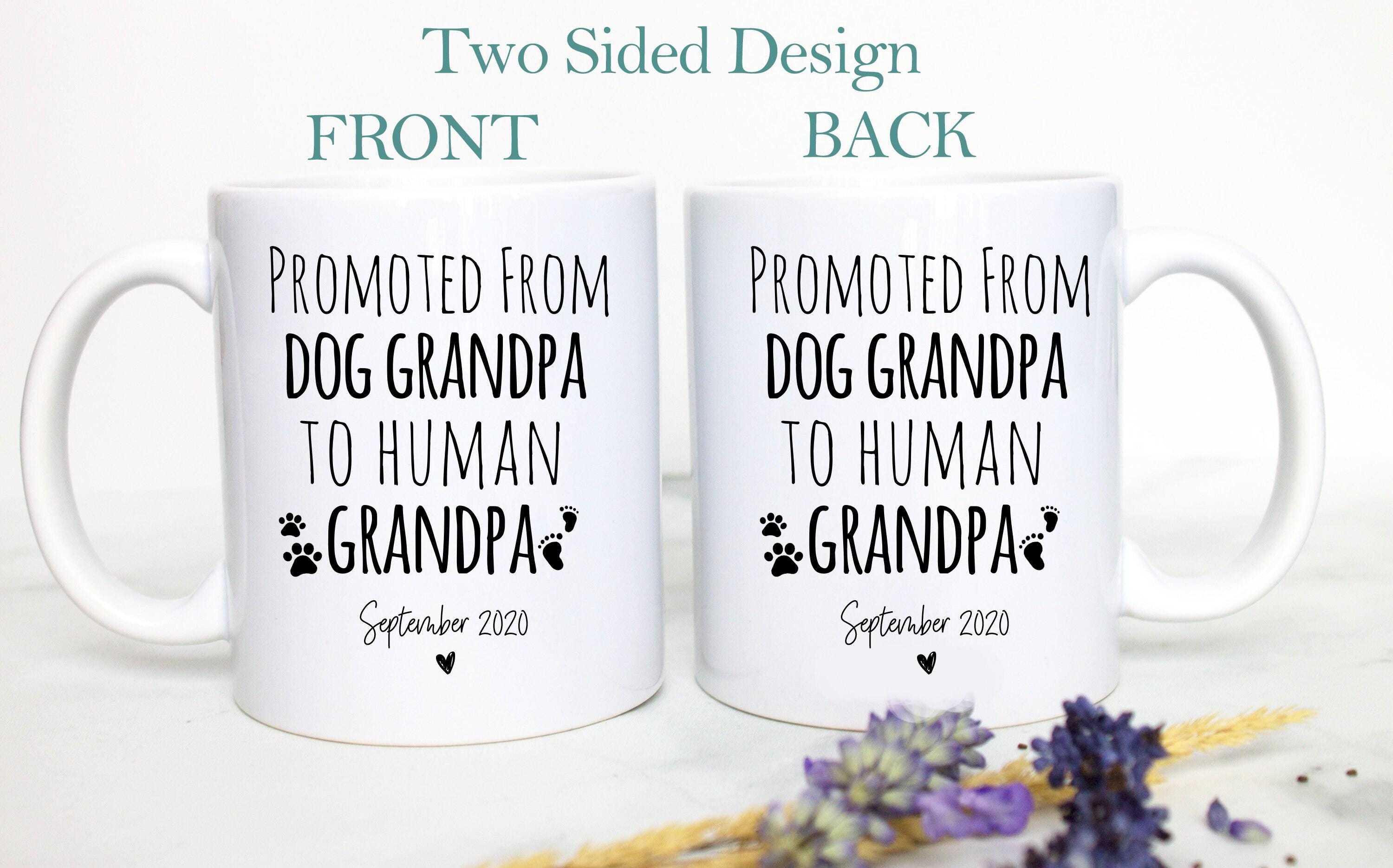 Promoted From Dog Grandma and Grandpa To Human Grandma and Grandpa Individual or Mug Set - White Ceramic Mug