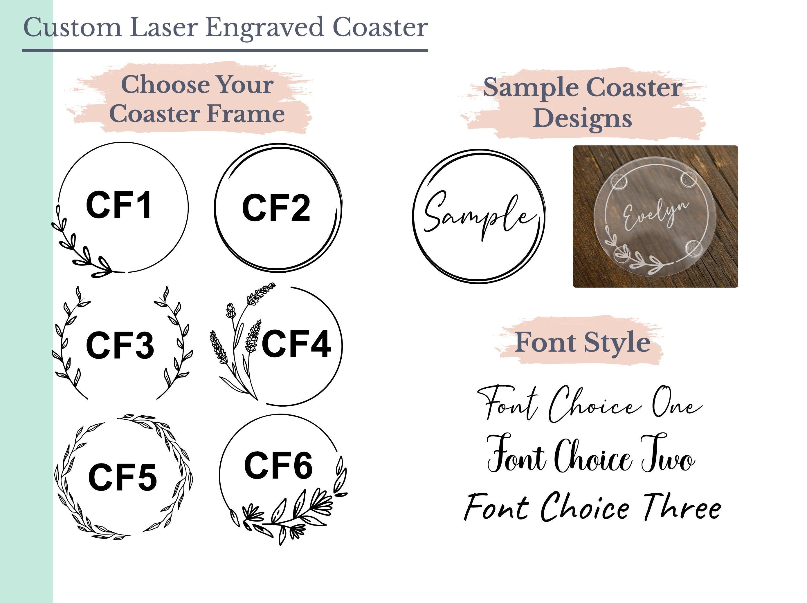 Laser Engraved Personalized Coaster - Custom Text