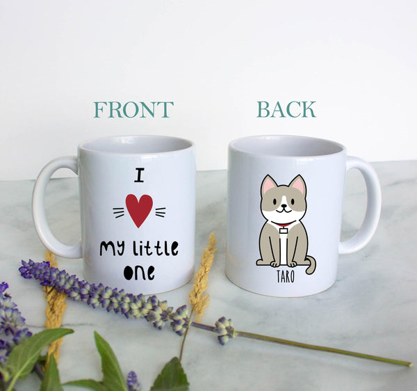 Personalized Cat Mug "I Love My Little One" - White Ceramic Custom Mug