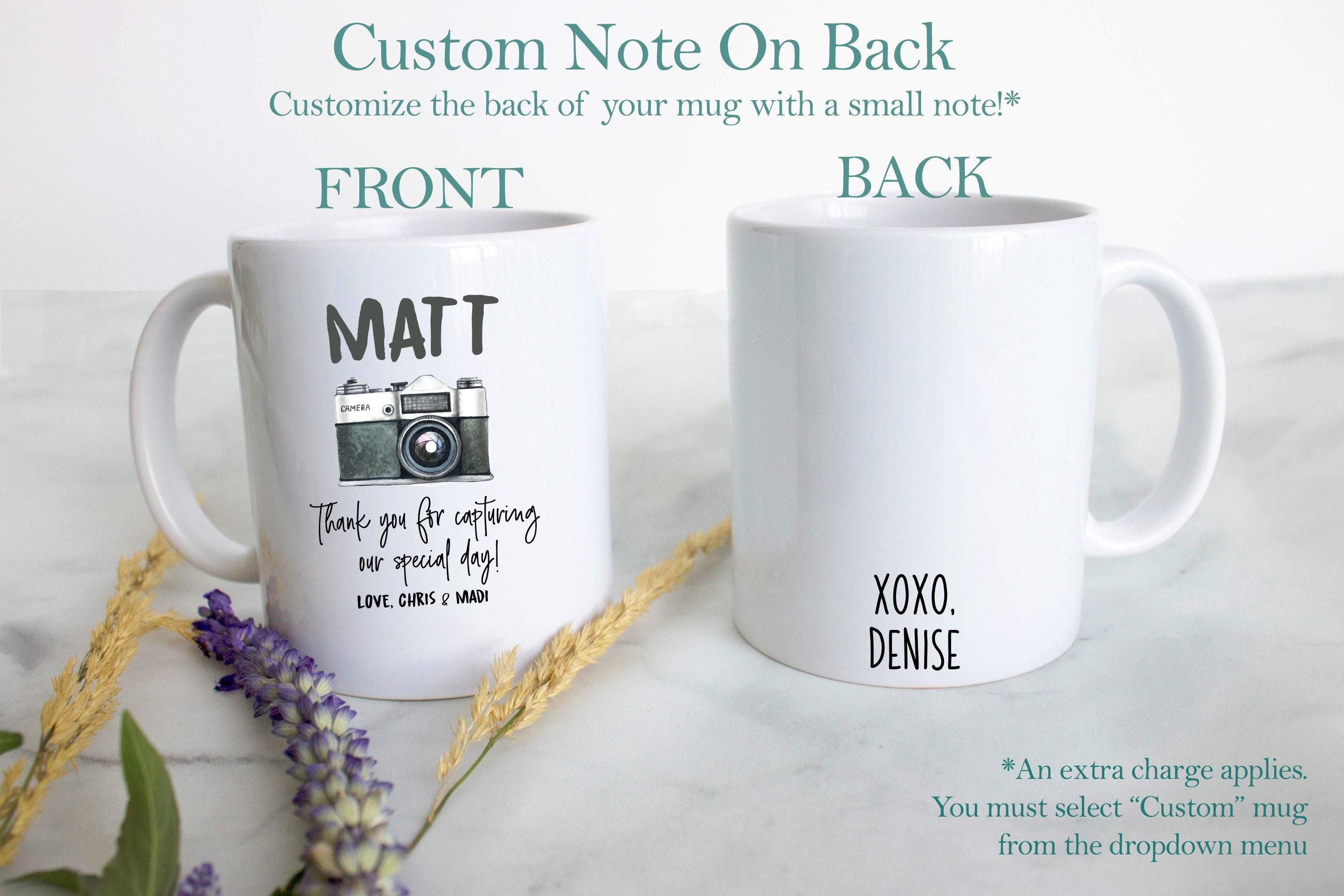 Photographer Custom Name Black and Grey - White Ceramic Mug