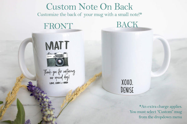 Photographer Custom Name Black and Grey - White Ceramic Mug