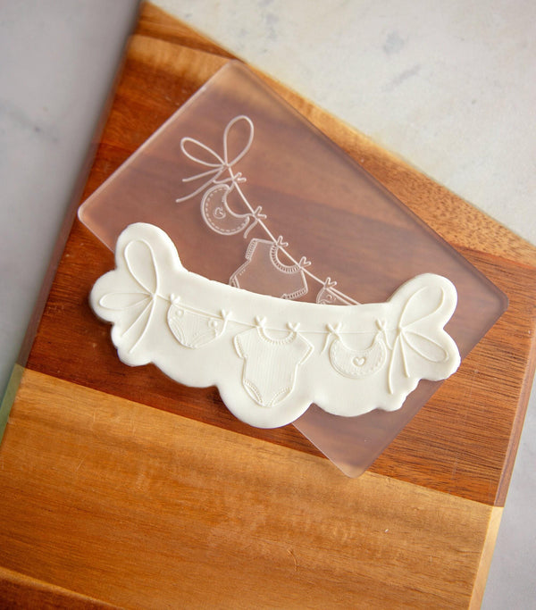 Baby Banner - Acrylic Fondant Embosser With Optional Cutter