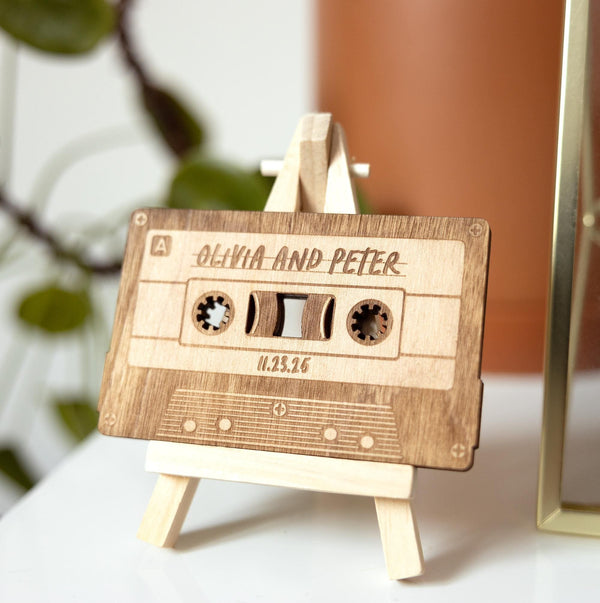 Personalized Music Plaque Wood Casette Tape | Custom Wood Mixtape, Couples Gift, Engagement Gift, Anniversary Gift, Playlist Plaque Sign