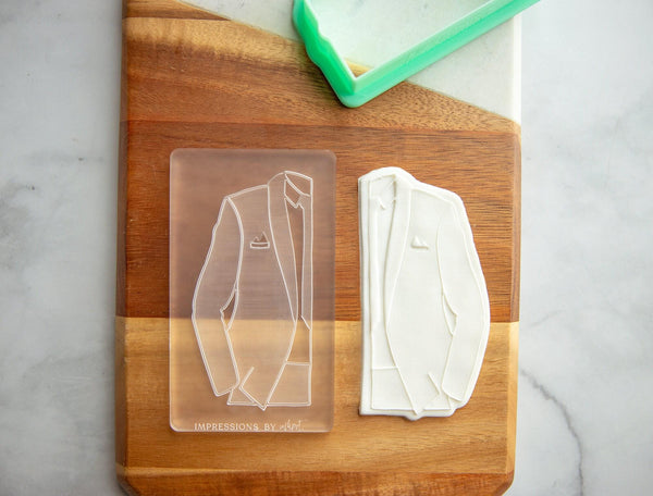 Tuxedo Plaque - Acrylic Fondant Embosser With Optional Cutter