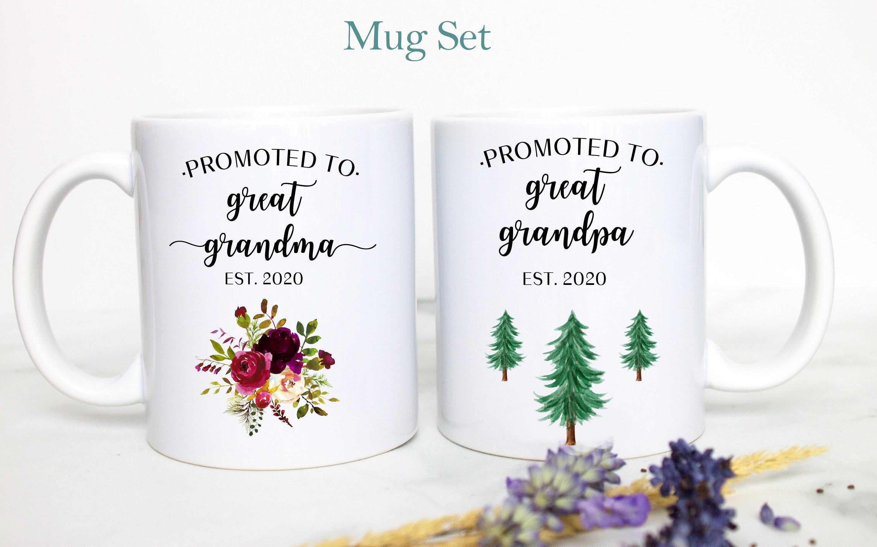 Promoted to Great Grandpa and Grandma Individual or Mug Set - White Ceramic Mug