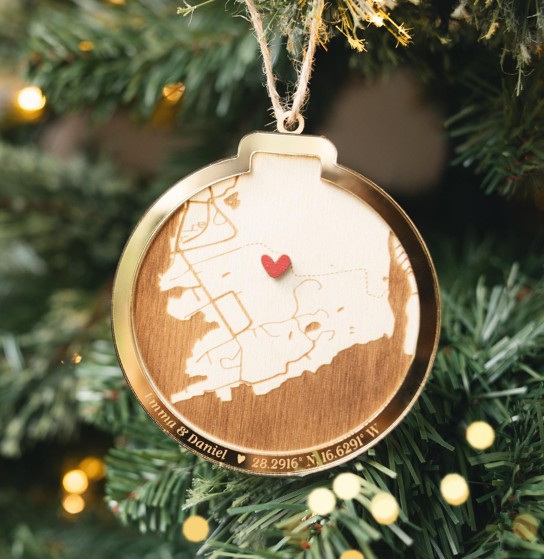 Where We Met Map Ornament 2025 – Personalized Map Christmas Ornament, Where It All Began, Couples Holiday Gift, Engagement Keepsake