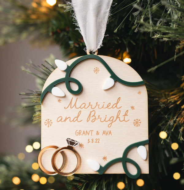 First Christmas Married Ornament 2025 – Newlywed Christmas Ornament, Mr and Mrs Gift, Wedding Holiday Keepsake