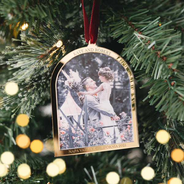 First Christmas Married Ornament 2025, Newlywed Christmas Ornament, Mr and Mrs Gift, Wedding Photo Keepsake, Personalized Married Ornament