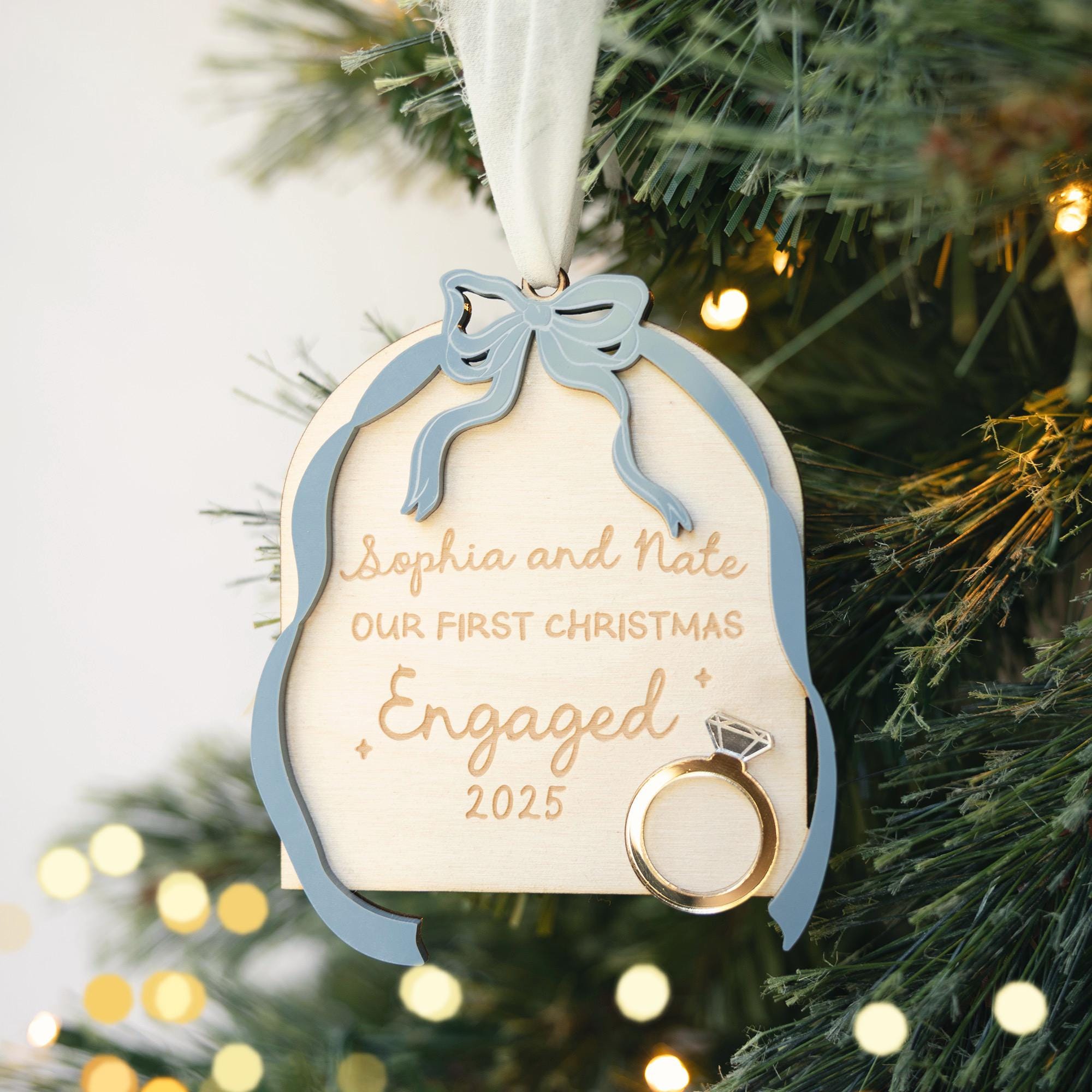 First Christmas Engaged Ornament 2025, Engaged Christmas Ornament, Couples Christmas Gift, Personalized Engagement Ornament Keepsake