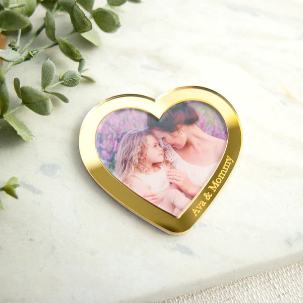 Personalized Heart Photo Magnet for Mom, Mother's Day Gift, Custom Picture Magnet, Fridge Photo Gift, Grandma Photo Magnet