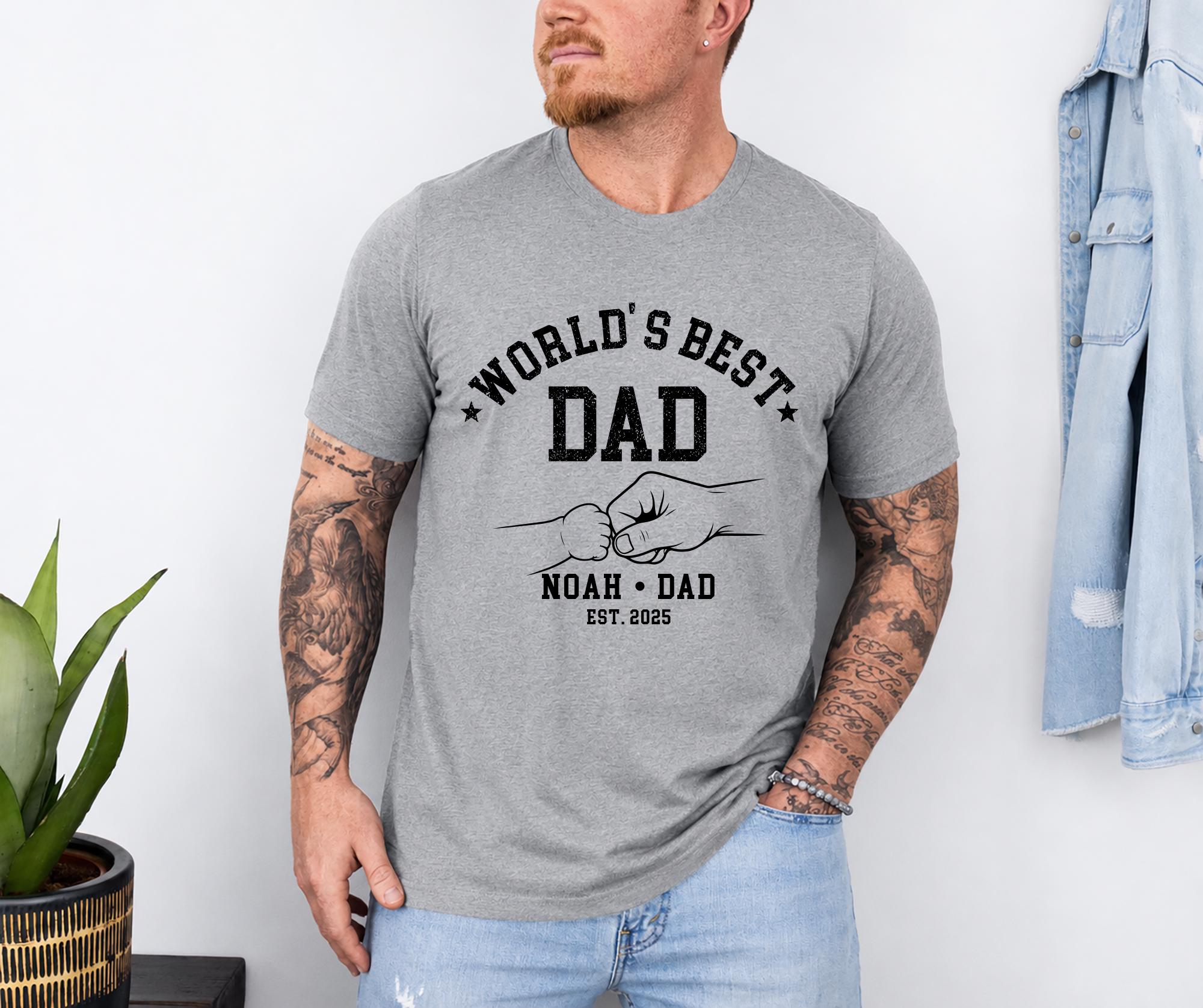 World’s Best Dad Shirt, Personalized Dad Shirt, Custom Father Child Fist Bump Tee, Dad Gift From Kids, Fathers Day Shirt