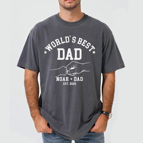 World’s Best Dad Shirt, Personalized Dad Shirt, Custom Father Child Fist Bump Tee, Dad Gift From Kids, Fathers Day Shirt