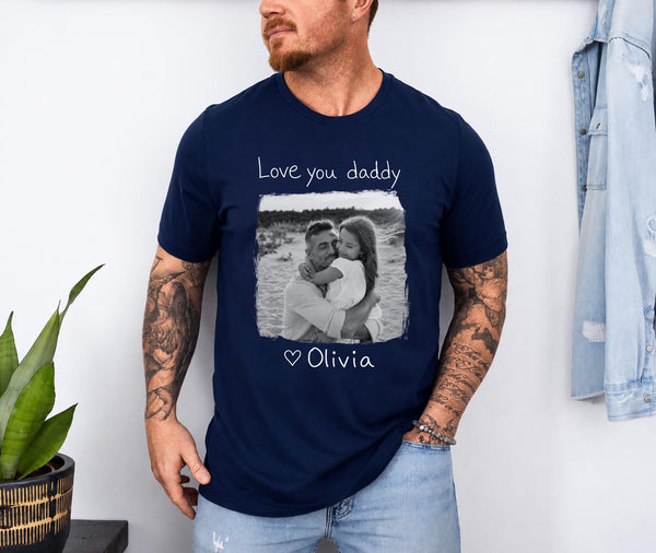 Kids Handwriting Dad Photo Shirt, Custom Picture Shirt For Dad, Personalized Fathers Day Gift From Kids