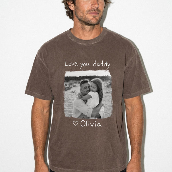 Kids Handwriting Dad Photo Shirt, Custom Picture Shirt For Dad, Personalized Fathers Day Gift From Kids