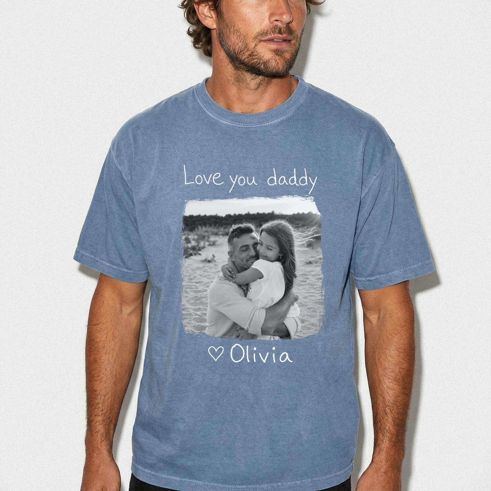 Kids Handwriting Dad Photo Shirt, Custom Picture Shirt For Dad, Personalized Fathers Day Gift From Kids