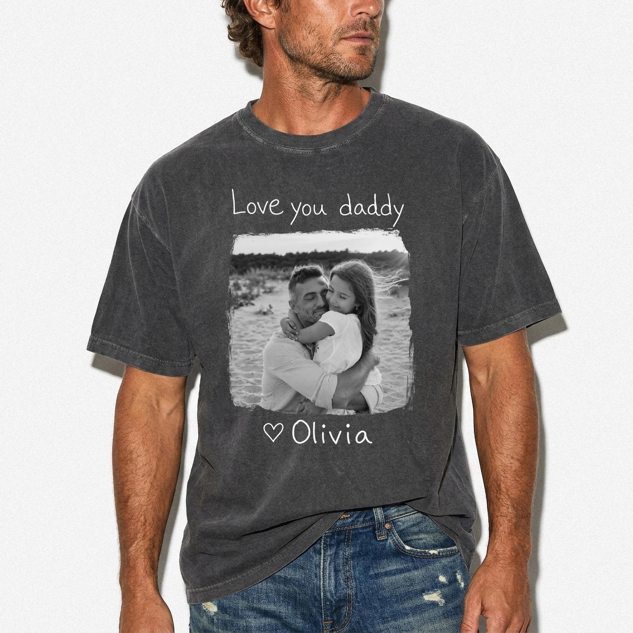 Kids Handwriting Dad Photo Shirt, Custom Picture Shirt For Dad, Personalized Fathers Day Gift From Kids