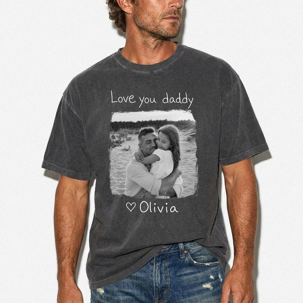 Kids Handwriting Dad Photo Shirt, Custom Picture Shirt For Dad, Personalized Fathers Day Gift From Kids