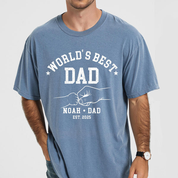World’s Best Dad Shirt, Personalized Dad Shirt, Custom Father Child Fist Bump Tee, Dad Gift From Kids, Fathers Day Shirt