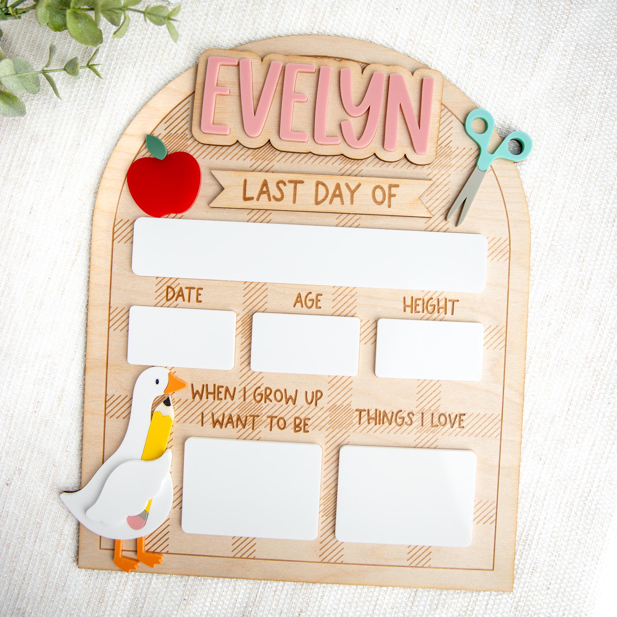 First & Last Day of School Sign, Custom Back to School Board, Reusable School Milestone Board, Photo Prop Sign, Silly Goose Back to School