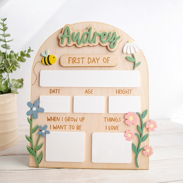 Personalized First & Last Day of School Sign - Wildflowers