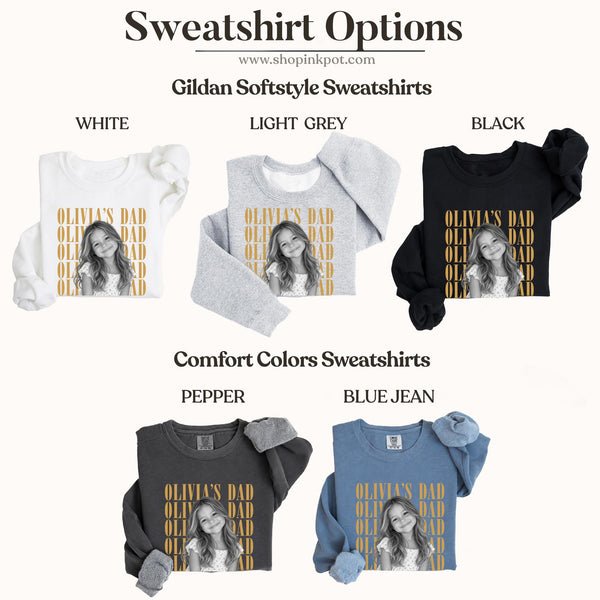 Comfort Colors® Custom Dad Photo Sweatshirt or Shirt, Personalized Vintage Dad T-Shirt, Father’s Day Gift for Dad