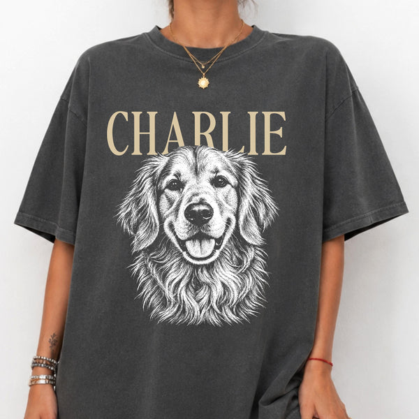 Comfort Colors® Custom Pet Photo Shirt or Sweatshirt, Personalized Pet Name T-Shirt, Vintage Dog & Cat Portrait Shirt