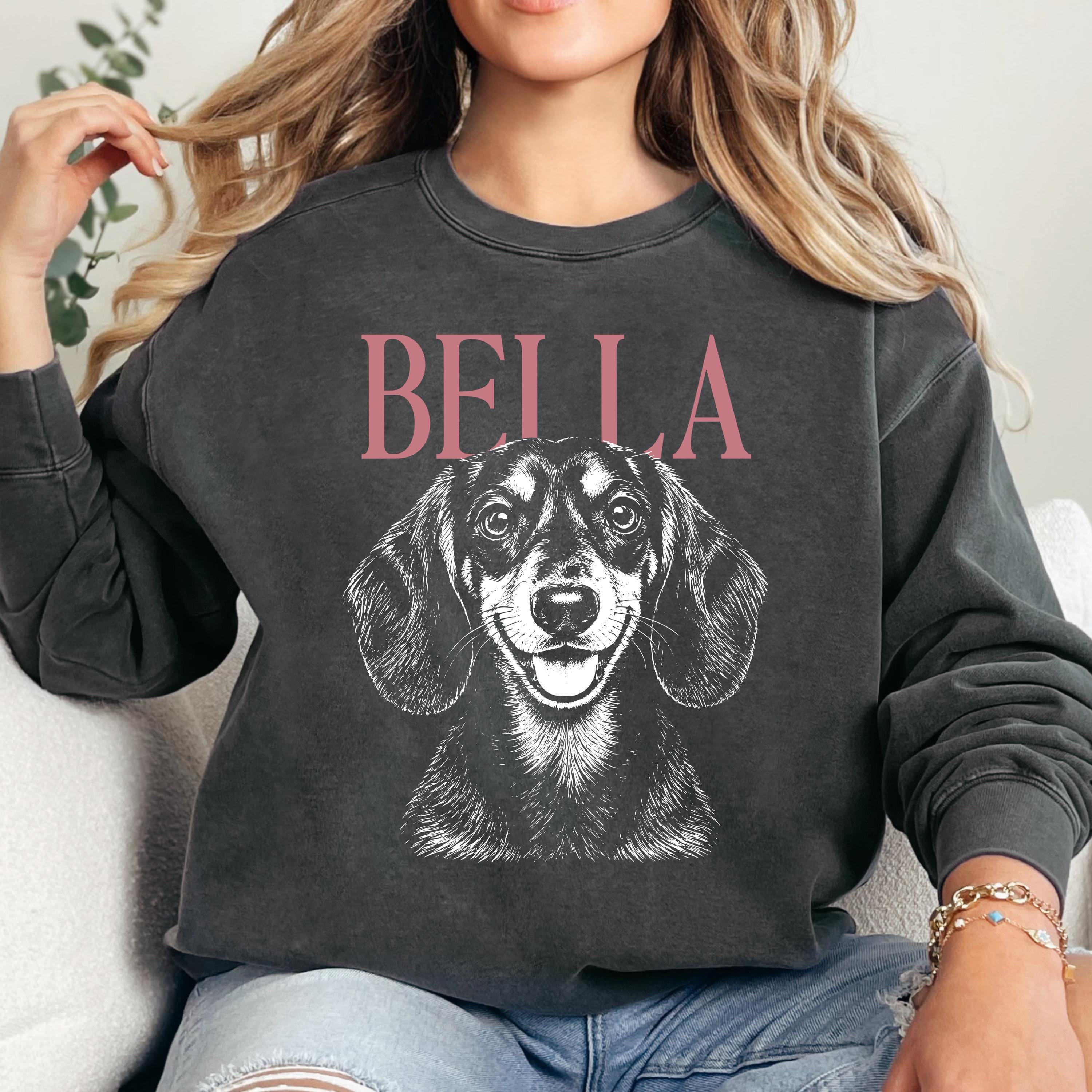 Comfort Colors® Custom Pet Photo Shirt or Sweatshirt, Personalized Pet Name T-Shirt, Vintage Dog & Cat Portrait Shirt