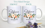 Boho Bohemian Floral Bridesmaid Custom Name With Date - White Ceramic Mug