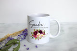 Burgundy Fall Floral Mother of the Groom Custom Name With Date - White Ceramic Mug