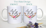 Floral Dark Rustic Personalized Aunt Name - White Ceramic Mug