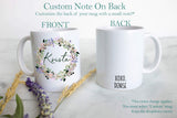 Elegant Floral Lavender and Wildflower with Custom Name - White Ceramic Mug