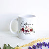 Fall Burgundy Floral Bridesmaid Custom Name With Date - White Ceramic Mug