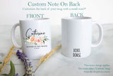 Light Peach Pink Floral Mother of the Groom Custom Name and Date - White Ceramic Mug - Inkpot