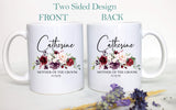 Fall Burgundy Rose Floral Mother of the Groom Custom Name With Date - White Ceramic Mug