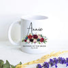 Burgundy Fall Winter Floral Mother of the Groom Custom Name With Date - White Ceramic Mug - Inkpot