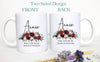 Burgundy Floral Bridesmaid Custom Name - White Ceramic Mug - Inkpot