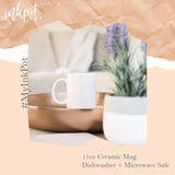 Greenery Eucalyptus Leaf Custom Name - White Ceramic Mug - Inkpot